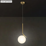 Mid-Century Opal Frosted Glass Globe Pendant Light With Hanging Lamp – 1