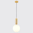 Mid-Century Opal Frosted Glass Globe Pendant Light With Hanging Lamp – 1 Gold / 10’