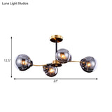 Mid Century Smoke Grey Glass Semi Flush Ceiling Light Fixture - 4 Bulbs For Bedroom Lighting