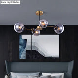 Mid Century Smoke Grey Glass Semi Flush Ceiling Light Fixture - 4 Bulbs For Bedroom Lighting