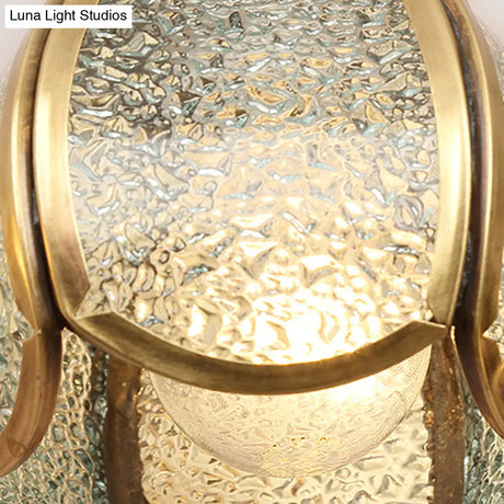 Mid-Century Style Brass Vanity Sconce With Glass Shade For Bathroom Lighting