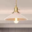 Mid Century White Cone Shaped Metal Pendant Light 1-Light Coffee Shop Suspending Lamp