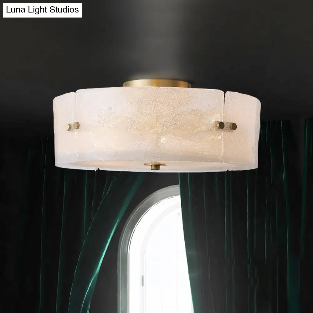 Mid Century White Glass Flush Mount Ceiling Light With 4 - Bulb Circle Design