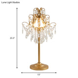 Mila - Faceted Crystal Table Light: Modern Style Brass Night Lamp – 2 Bulbs