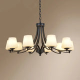 Milk Glass Chandelier: Elegant Cone Shade For Traditional Dining Room Ceiling Lighting 10 / Black