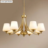 Milk Glass Chandelier: Elegant Cone Shade For Traditional Dining Room Ceiling Lighting