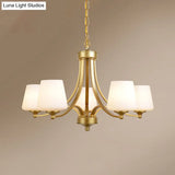 Milk Glass Chandelier: Elegant Cone Shade For Traditional Dining Room Ceiling Lighting