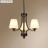 Milk Glass Chandelier: Elegant Cone Shade For Traditional Dining Room Ceiling Lighting