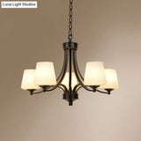 Milk Glass Chandelier: Elegant Cone Shade For Traditional Dining Room Ceiling Lighting