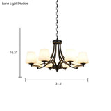 Milk Glass Chandelier: Elegant Cone Shade For Traditional Dining Room Ceiling Lighting