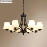 Milk Glass Chandelier: Elegant Cone Shade For Traditional Dining Room Ceiling Lighting