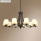Milk Glass Chandelier: Elegant Cone Shade For Traditional Dining Room Ceiling Lighting