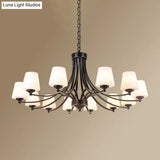 Milk Glass Chandelier: Elegant Cone Shade For Traditional Dining Room Ceiling Lighting