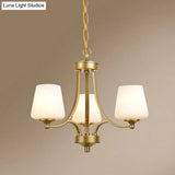 Milk Glass Chandelier: Elegant Cone Shade For Traditional Dining Room Ceiling Lighting