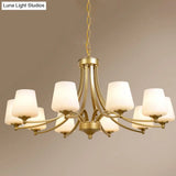 Milk Glass Chandelier: Elegant Cone Shade For Traditional Dining Room Ceiling Lighting