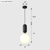 Milky Glass Ball Pendant Lamp - Simplicity 1-Bulb Fixture For Living Room Lighting