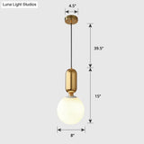 Milky Glass Ball Pendant Lamp - Simplicity 1-Bulb Fixture For Living Room Lighting