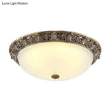Milky Glass Ceiling Mount With White/Golden Bronze Flush Light And 2 - Bulbs For Countryside Homes
