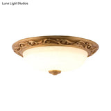 Milky Glass Led Dome Ceiling Light In Retro Style For Drawing Room - 12’/16’/19.5’ W