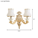 Milky Glass Wall Sconce In Classic Jar Shape With Yellow Mount
