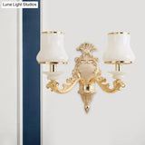 Milky Glass Wall Sconce In Classic Jar Shape With Yellow Mount