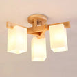 Milky White Glass Branch Ceiling Light - Modern Wood Finish Flush Mount Design 3 /
