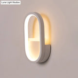 Mini Aluminum Ellipse Led Wall Lamp In Simplicity White/Black - Warm/White Light