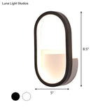 Mini Aluminum Ellipse Led Wall Lamp In Simplicity White/Black - Warm/White Light