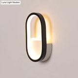 Mini Aluminum Ellipse Led Wall Lamp In Simplicity White/Black - Warm/White Light