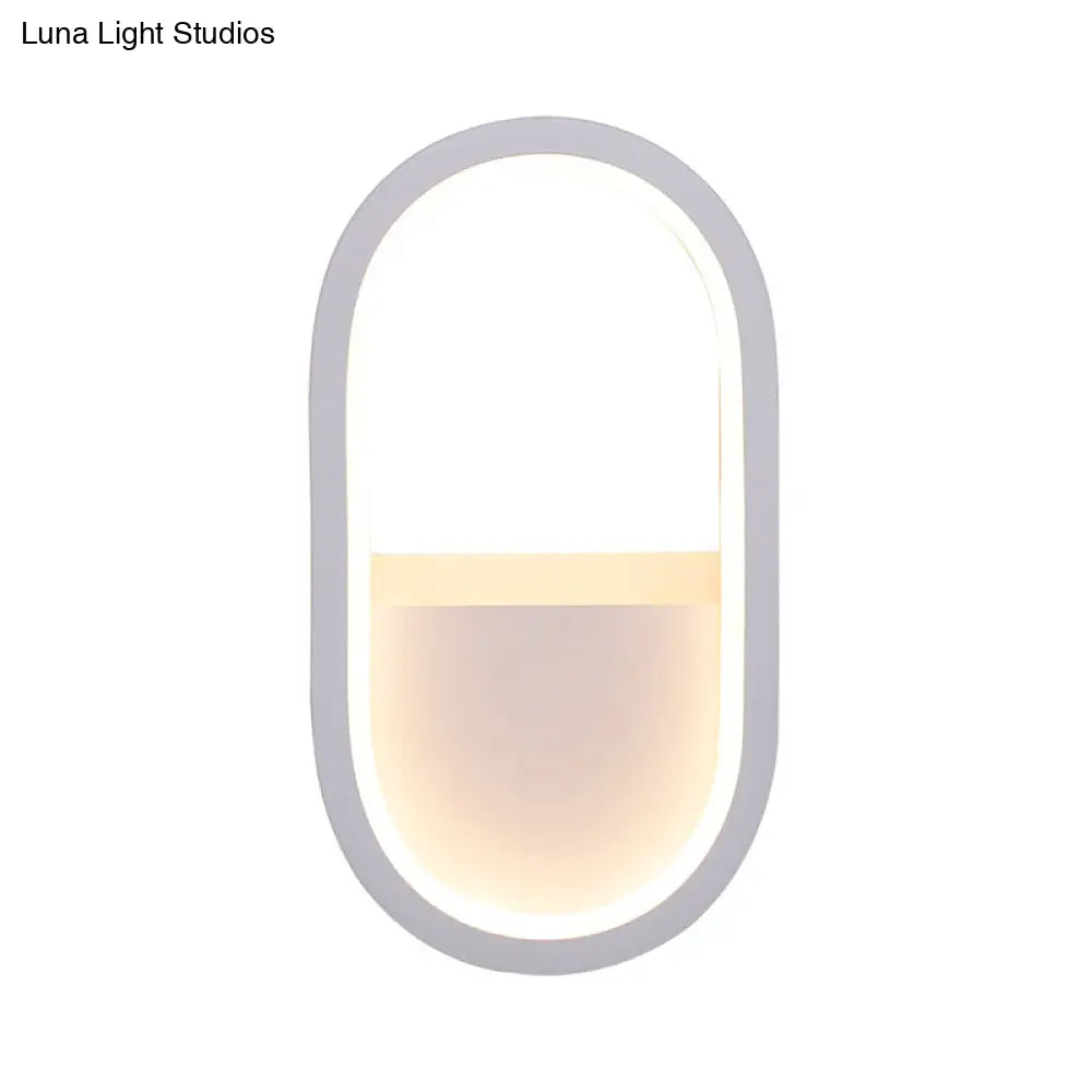 Mini Aluminum Ellipse Led Wall Lamp In Simplicity White/Black - Warm/White Light