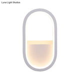 Mini Aluminum Ellipse Led Wall Lamp In Simplicity White/Black - Warm/White Light