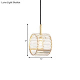Mini Brass Wristband Pendulum Light With Crystal Prism – Stylish Dining Table Hanging Lamp Kit