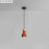 Mini Cement Macaron Pendant Light For Kitchen Bar - Single Green/Grey/Blue With Wood Pendulum