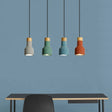 Mini Cement Macaron Pendant Light For Kitchen Bar - Single Green/Grey/Blue With Wood Pendulum Red