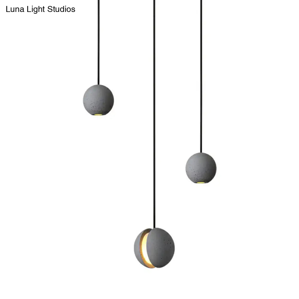 Mini Cement Pendant Light Grey Led Hanging Lamp For Bedroom - Simple & Novelty Design