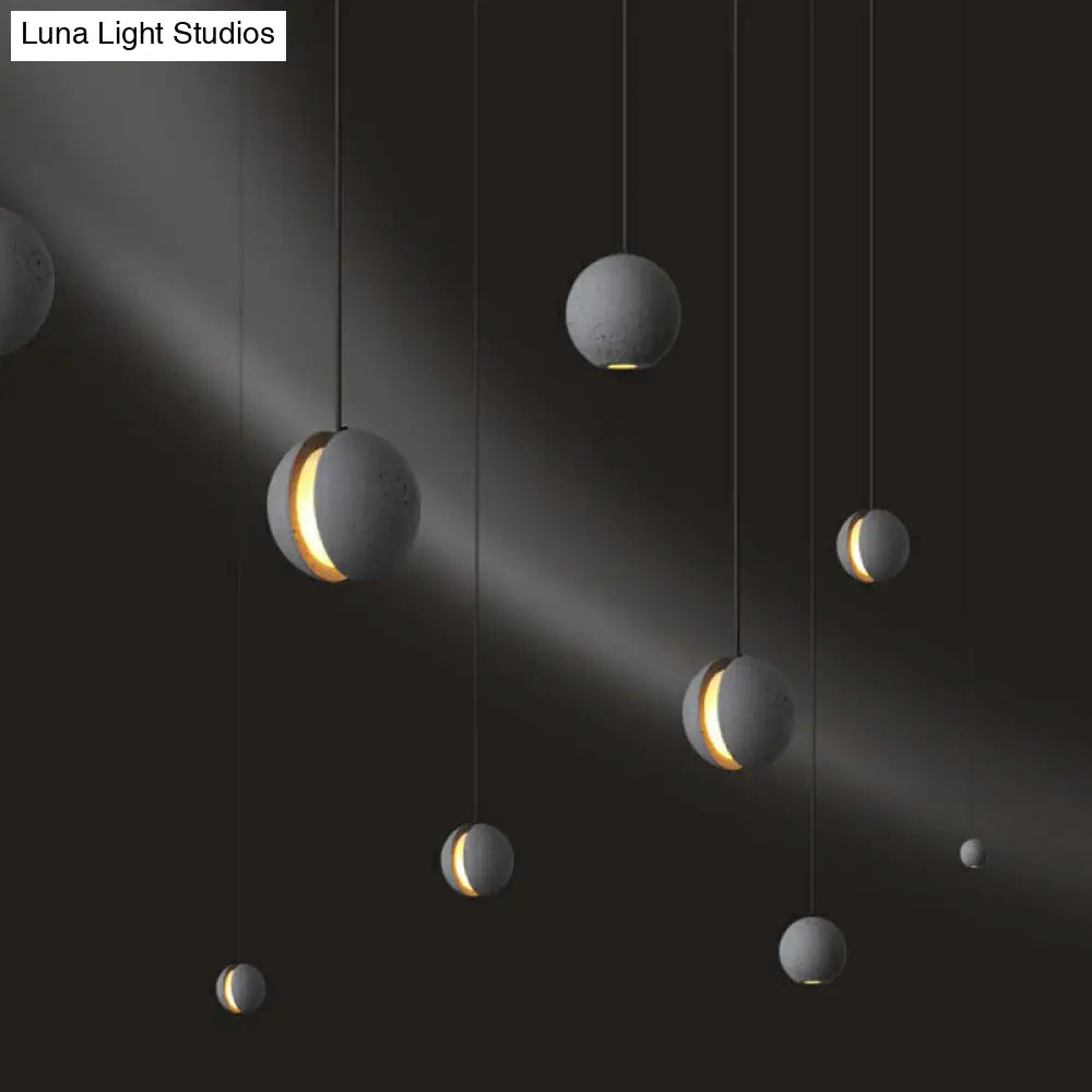 Mini Cement Pendant Light Grey Led Hanging Lamp For Bedroom - Simple & Novelty Design