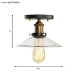 Mini Corridor Semi Flush Light Farmhouse Globe/Pear Ceiling Lamp – Clear Ribbed Glass Black &