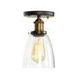 Mini Corridor Semi Flush Light Farmhouse Globe/Pear Ceiling Lamp – Clear Ribbed Glass Black &