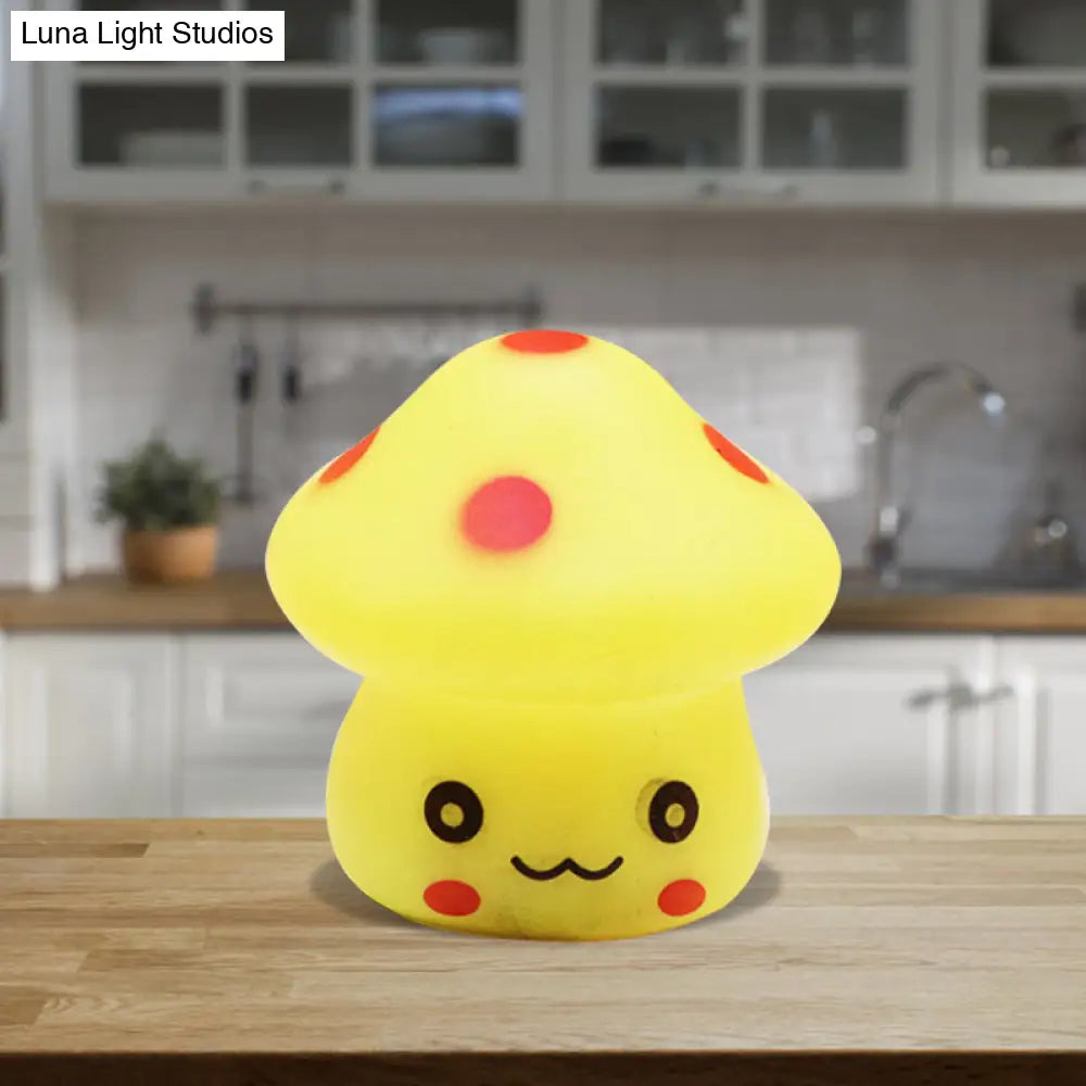 Mini Mushroom Led Nightlight - Cartoon Plastic Nursery Wall Lamp In 7 Color Light Options