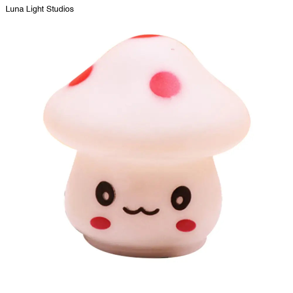 Mini Mushroom Led Nightlight - Cartoon Plastic Nursery Wall Lamp In 7 Color Light Options