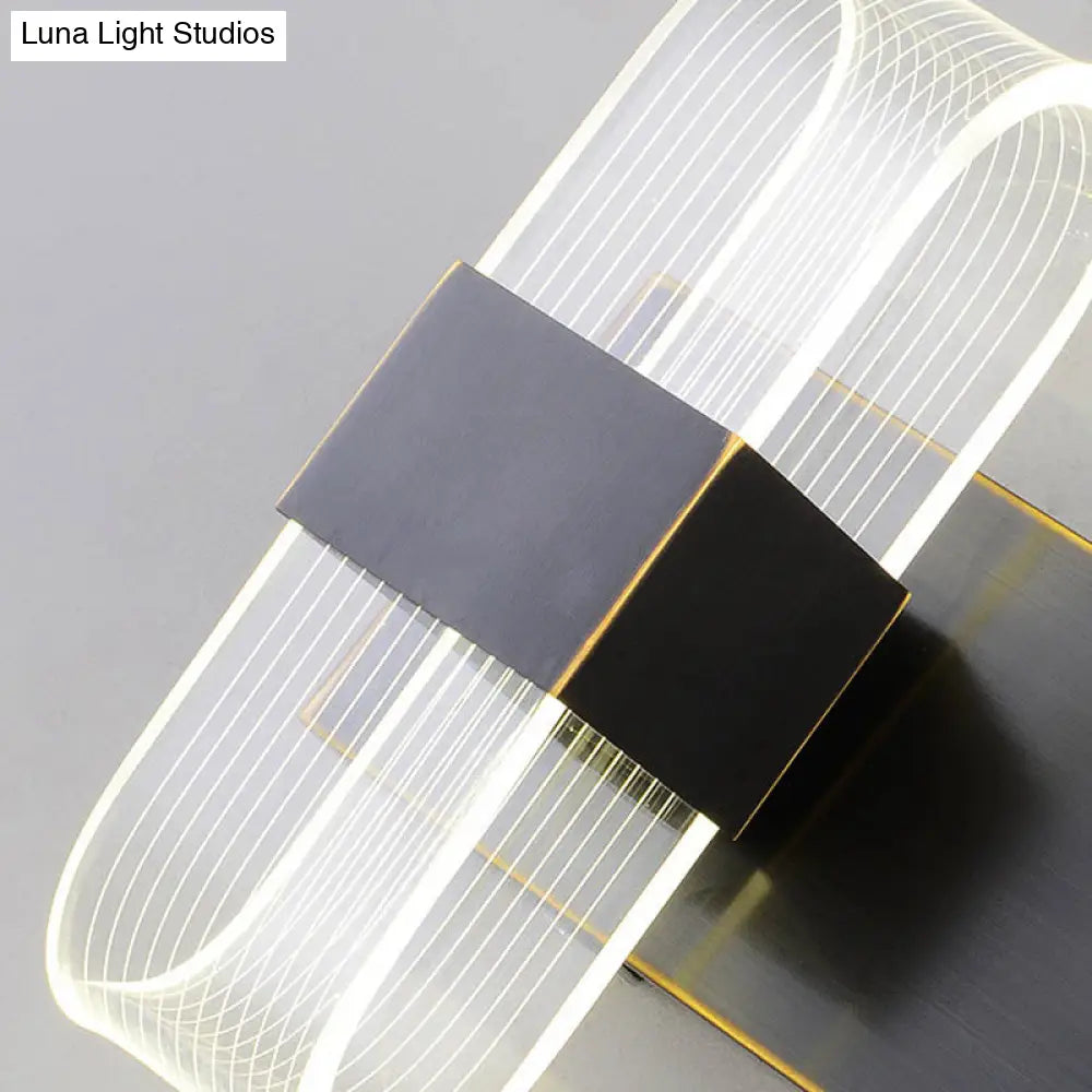 Mini Oblong Sconce Light - Simple Acrylic 1/2-Light Led Wall Mount In Black