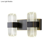 Mini Oblong Sconce Light - Simple Acrylic 1/2-Light Led Wall Mount In Black