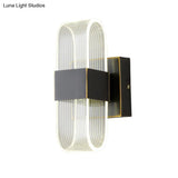 Mini Oblong Sconce Light - Simple Acrylic 1/2-Light Led Wall Mount In Black