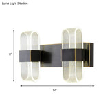 Mini Oblong Sconce Light - Simple Acrylic 1/2-Light Led Wall Mount In Black