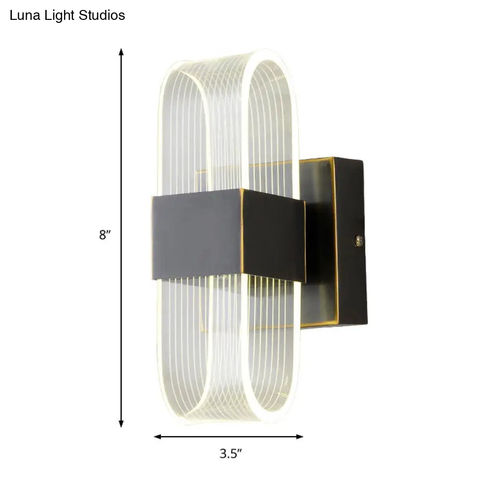 Mini Oblong Sconce Light - Simple Acrylic 1/2-Light Led Wall Mount In Black