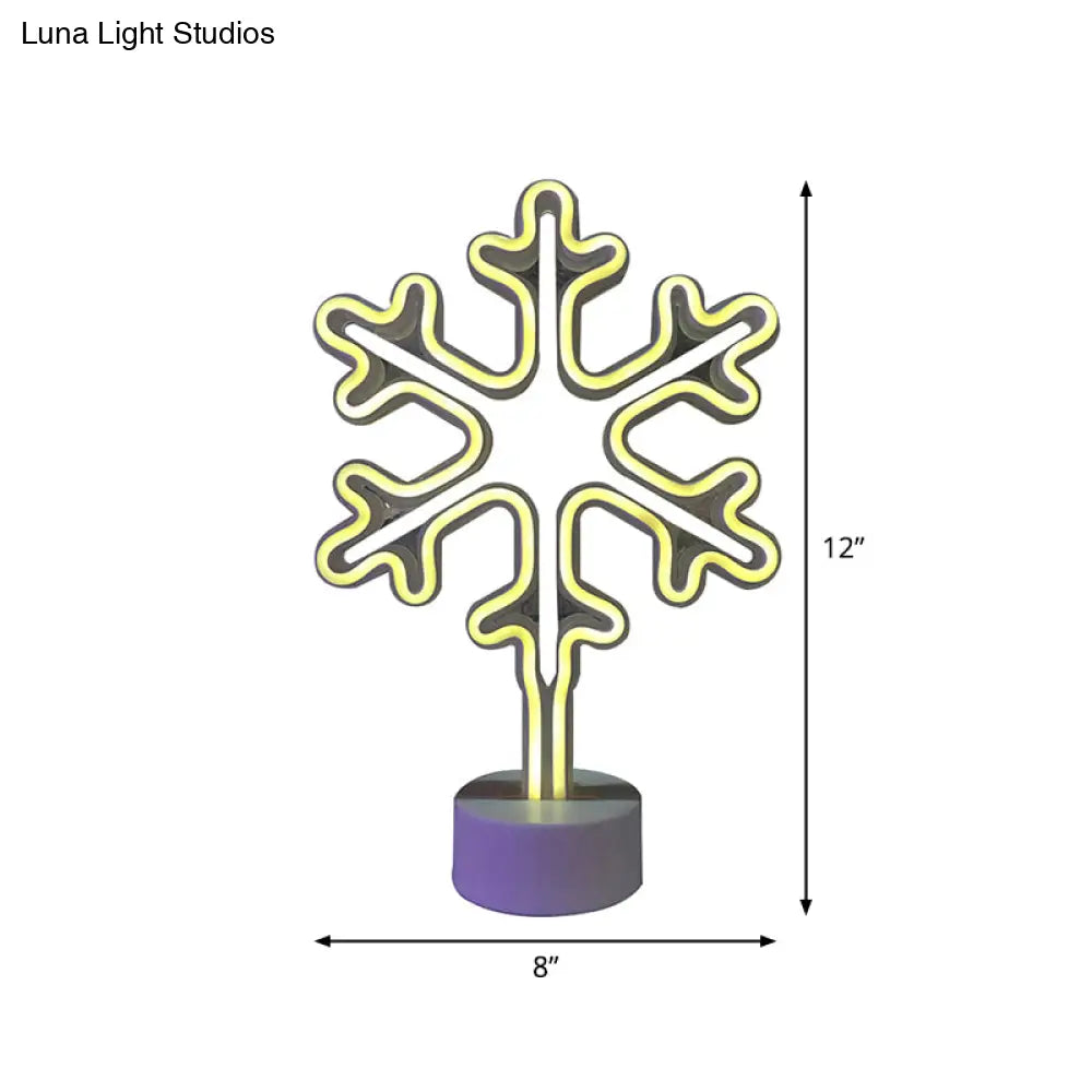 Mini Snowflake Led Nightstand Lamp - Modern Style White Battery-Powered