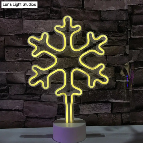 Mini Snowflake Led Nightstand Lamp - Modern Style White Battery-Powered