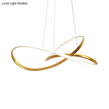 Minimal Acrylic Led Chandelier - Curved Dining Table Suspension Lamp In Black/White/Gold 19.5/23.5