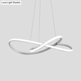 Minimal Acrylic Led Chandelier - Curved Dining Table Suspension Lamp In Black/White/Gold 19.5/23.5