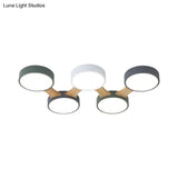 Minimal Acrylic Led Flush Mount Ceiling Light With Wood Arm